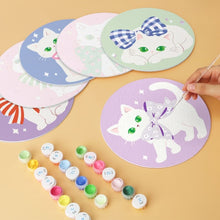 Load image into Gallery viewer, Mini Paint by Numbers Set - Discs Ø20cm (6 pieces) - Ribbon and Cats