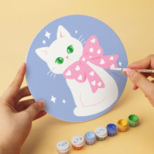 Load image into Gallery viewer, Mini Paint by Numbers Set - Discs Ø20cm (6 pieces) - Ribbon and Cats