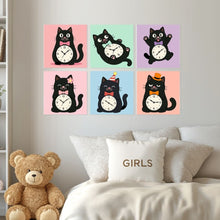Load image into Gallery viewer, Mini Paint by Numbers Set 20x20cm (6 pieces) - Tick Tock Cats