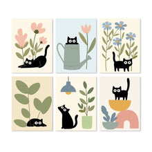 Load image into Gallery viewer, Mini Paint by Numbers Set 15x20cm (6 pieces) - Curious Black Cats Figured'Art