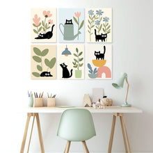 Load image into Gallery viewer, Mini Paint by Numbers Set 15x20cm (6 pieces) - Curious Black Cats