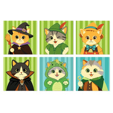 Load image into Gallery viewer, Mini Paint by Numbers Set 20x20cm (6 pieces) - Fantasy Cat Cast Figured'Art
