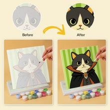 Load image into Gallery viewer, Mini Paint by Numbers Set 20x20cm (6 pieces) - Fantasy Cat Cast