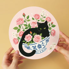 Load image into Gallery viewer, Mini Paint by Numbers Set - Discs Ø20cm (6 pieces) - Black Cat and Flowers