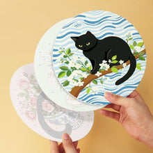 Load image into Gallery viewer, Mini Paint by Numbers Set - Discs Ø20cm (6 pieces) - Black Cat and Flowers