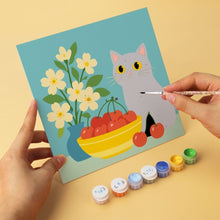 Load image into Gallery viewer, Mini Paint by Numbers Set 20x20cm (6 pieces) - Cat and Colourful Fruits