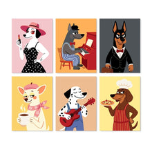 Load image into Gallery viewer, Mini Paint by Numbers Set 15x20cm (6 pieces) - Dapper Dogs Figured'Art