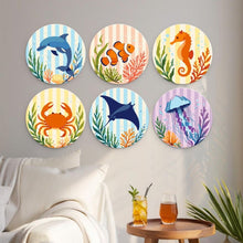 Load image into Gallery viewer, Mini Paint by Numbers Set - Discs Ø20cm (6 pieces) - Ocean Life