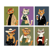 Load image into Gallery viewer, Mini Paint by Numbers Set 15x20cm (6 pieces) - Dapper Cats Figured'Art