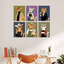 Load image into Gallery viewer, Mini Paint by Numbers Set 15x20cm (6 pieces) - Dapper Cats