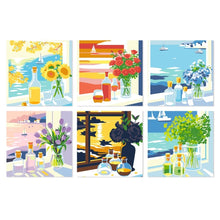 Load image into Gallery viewer, Mini Paint by Numbers Set 20x20cm (6 pieces) - Window Views Figured'Art