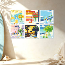 Load image into Gallery viewer, Mini Paint by Numbers Set 20x20cm (6 pieces) - Window Views