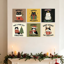 Load image into Gallery viewer, Mini Paint by Numbers Set 20x20cm (6 pieces) - Meowy Christmas