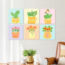 Load image into Gallery viewer, Mini Paint by Numbers Set 20x20cm (6 pieces) - Colourful Plant Corner