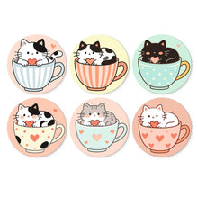 Load image into Gallery viewer, Mini Paint by Numbers Set - Discs Ø20cm (6 pieces) - Cats and Teacups Figured'Art