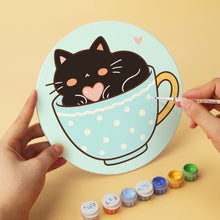 Load image into Gallery viewer, Mini Paint by Numbers Set - Discs Ø20cm (6 pieces) - Cats and Teacups