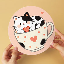 Load image into Gallery viewer, Mini Paint by Numbers Set - Discs Ø20cm (6 pieces) - Cats and Teacups