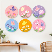 Load image into Gallery viewer, Mini Paint by Numbers Set - Discs Ø20cm (6 pieces) - Pastel Butterflies 2