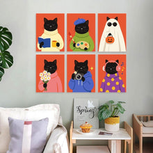 Load image into Gallery viewer, Mini Paint by Numbers Set 15x20cm (6 pieces) - One Cat, Many Moods