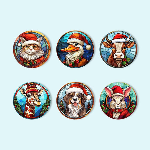 Paint by numbers 10cm Coasters (6 pieces) - Christmas Critters