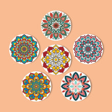 Load image into Gallery viewer, Paint by numbers 10cm Coasters (6 pieces) - Colourful Coasters Mandala