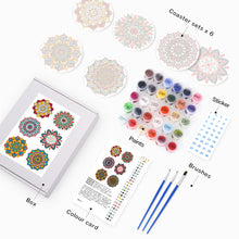 Load image into Gallery viewer, Paint by numbers 10cm Coasters (6 pieces) - Colourful Coasters Mandala