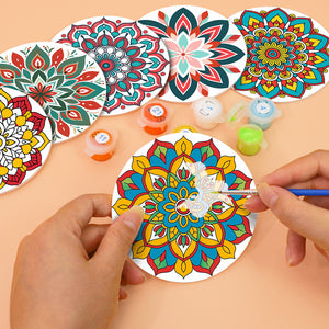 Paint by numbers 10cm Coasters (6 pieces) - Colourful Coasters Mandala