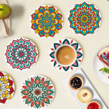 Load image into Gallery viewer, Paint by numbers 10cm Coasters (6 pieces) - Colourful Coasters Mandala