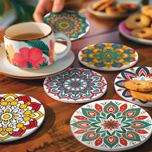 Load image into Gallery viewer, Paint by numbers 10cm Coasters (6 pieces) - Colourful Coasters Mandala