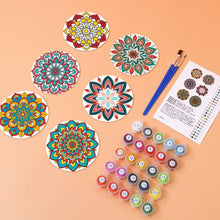 Load image into Gallery viewer, Paint by numbers 10cm Coasters (6 pieces) - Colourful Coasters Mandala