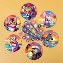 Load image into Gallery viewer, Paint by numbers 10cm Coasters (6 pieces) - Pop Art Wildlife