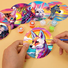 Load image into Gallery viewer, Paint by numbers 10cm Coasters (6 pieces) - Pop Art Wildlife