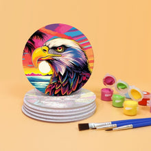 Load image into Gallery viewer, Paint by numbers 10cm Coasters (6 pieces) - Pop Art Wildlife