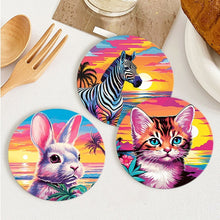 Load image into Gallery viewer, Paint by numbers 10cm Coasters (6 pieces) - Pop Art Wildlife