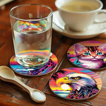 Load image into Gallery viewer, Paint by numbers 10cm Coasters (6 pieces) - Pop Art Wildlife