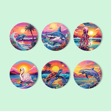 Load image into Gallery viewer, Paint by numbers 10cm Coasters (6 pieces) - Colourful Sea Life
