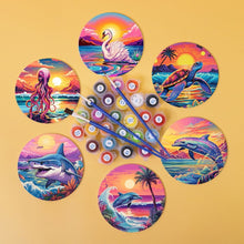 Load image into Gallery viewer, Paint by numbers 10cm Coasters (6 pieces) - Colourful Sea Life