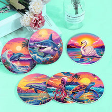 Load image into Gallery viewer, Paint by numbers 10cm Coasters (6 pieces) - Colourful Sea Life