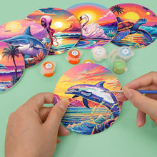 Load image into Gallery viewer, Paint by numbers 10cm Coasters (6 pieces) - Colourful Sea Life