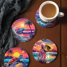 Load image into Gallery viewer, Paint by numbers 10cm Coasters (6 pieces) - Colourful Sea Life