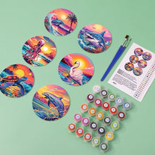 Load image into Gallery viewer, Paint by numbers 10cm Coasters (6 pieces) - Colourful Sea Life