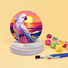 Load image into Gallery viewer, Paint by numbers 10cm Coasters (6 pieces) - Vibrant Tropical Birds