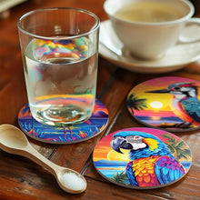 Load image into Gallery viewer, Paint by numbers 10cm Coasters (6 pieces) - Vibrant Tropical Birds