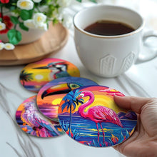 Load image into Gallery viewer, Paint by numbers 10cm Coasters (6 pieces) - Vibrant Tropical Birds