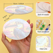 Load image into Gallery viewer, Paint by numbers 10cm Coasters (6 pieces) - Vibrant Tropical Birds