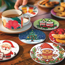 Load image into Gallery viewer, Paint by numbers 10cm Coasters (6 pieces) - Handmade Christmas