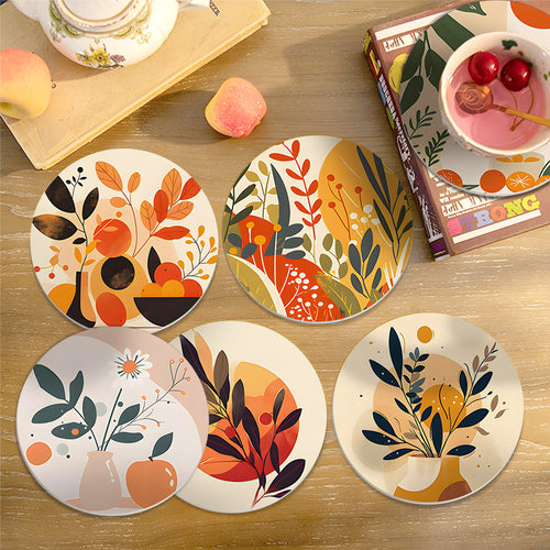 Paint by numbers 10cm Coasters (6 pieces) - Modern Botanical Design