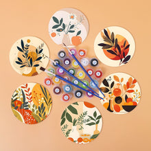 Load image into Gallery viewer, Paint by numbers 10cm Coasters (6 pieces) - Modern Botanical Design