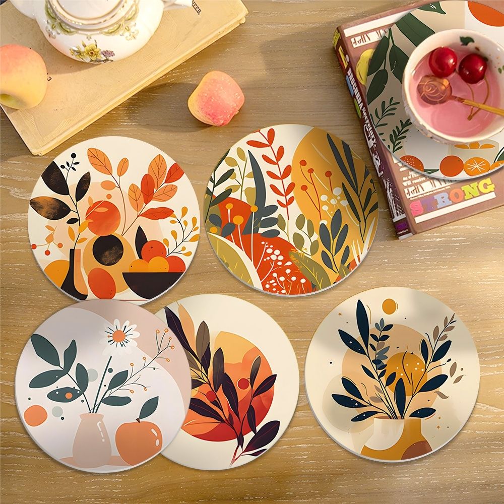 Paint by numbers 10cm Coasters (6 pieces) - Modern Botanical Design ...