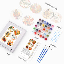 Load image into Gallery viewer, Paint by numbers 10cm Coasters (6 pieces) - Modern Botanical Design